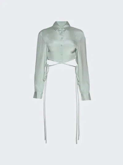 Christopher Esber Short Sleeve Crop Tie Shirt In Green
