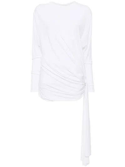 Christopher Esber Side Cowl Drape Extension Dress In White