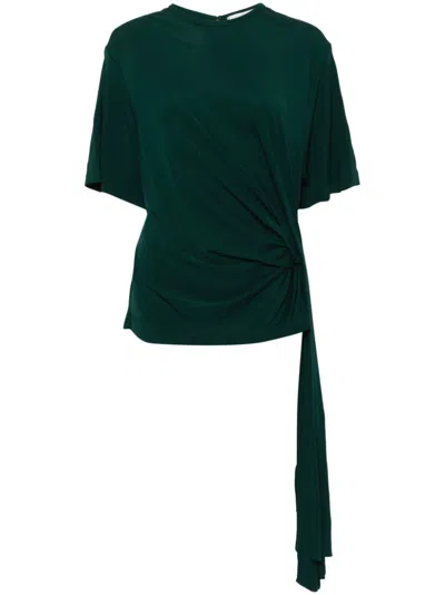 Christopher Esber Side Cowl Drape Extension T-shirt In Green