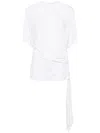 Christopher Esber Side Cowl Drape Extension Tee In White