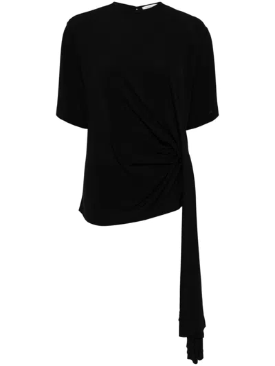 Christopher Esber Side Cowl Draped Extension T-shirt In Black