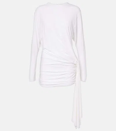 Christopher Esber Side Cowl Draped Jersey Minidress In White