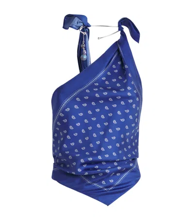 Christopher Esber Silk Bandana Tie Top In Multi