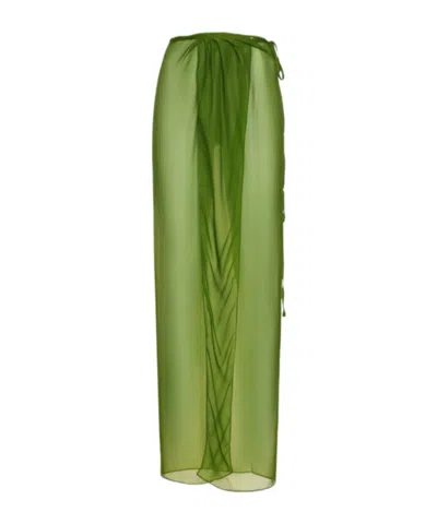 Christopher Esber Silk Chiffon Long Wrap Skirt In Green