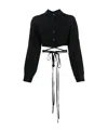 Christopher Esber Wrap-around Silk Faille Cropped Shirt In Black