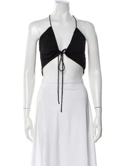 Pre-owned Christopher Esber Silk Halterneck Crop Top In Black