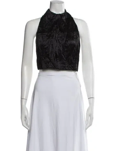 Pre-owned Christopher Esber Silk Halterneck Crop Top In Black