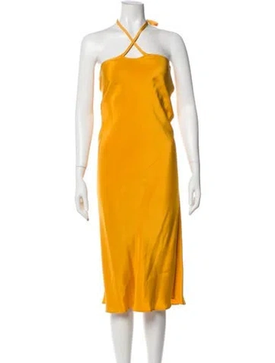 Pre-owned Christopher Esber Silk Knee-length Dress In Yellow
