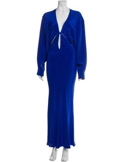 Pre-owned Christopher Esber Silk Long Dress In Blue