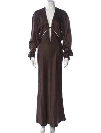Pre-owned Christopher Esber Silk Long Dress In Brown