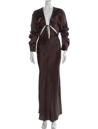 Pre-owned Christopher Esber Silk Long Dress In Brown