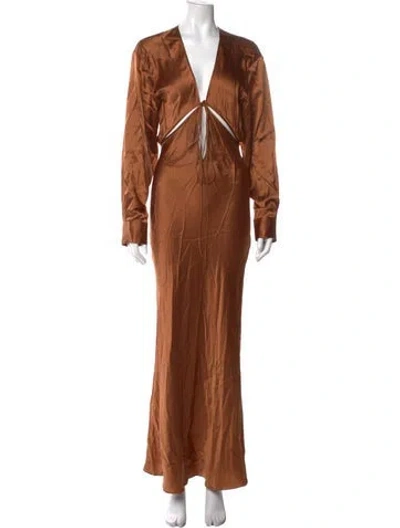 Pre-owned Christopher Esber Silk Long Dress In Brown