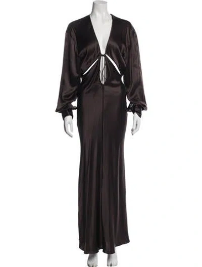 Pre-owned Christopher Esber Silk Long Dress In Brown