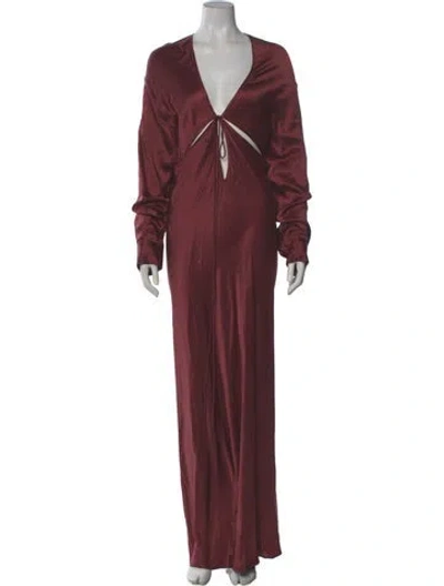 Pre-owned Christopher Esber Silk Long Dress In Burgundy