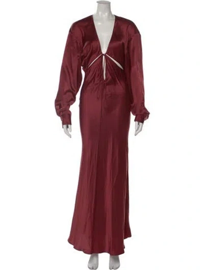 Pre-owned Christopher Esber Silk Long Dress In Burgundy