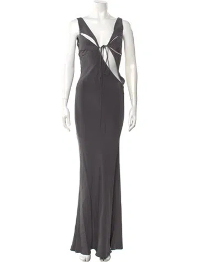 Pre-owned Christopher Esber Silk Long Dress In Gray