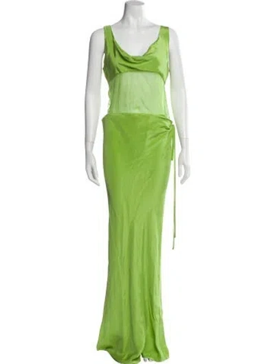 Pre-owned Christopher Esber Silk Long Dress In Green