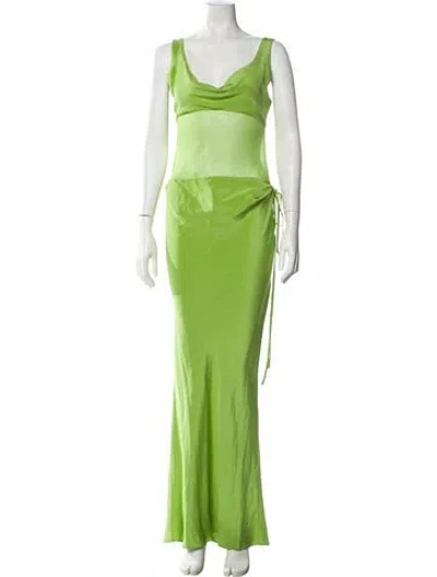 Pre-owned Christopher Esber Silk Long Dress In Green