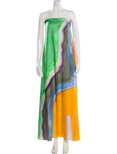 Pre-owned Christopher Esber Silk Long Dress In Green