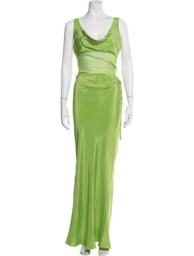 Pre-owned Christopher Esber Silk Long Dress In Green