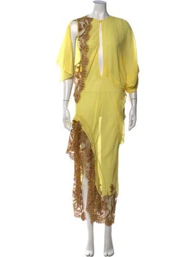 Pre-owned Christopher Esber Silk Long Dress In Green/yellow