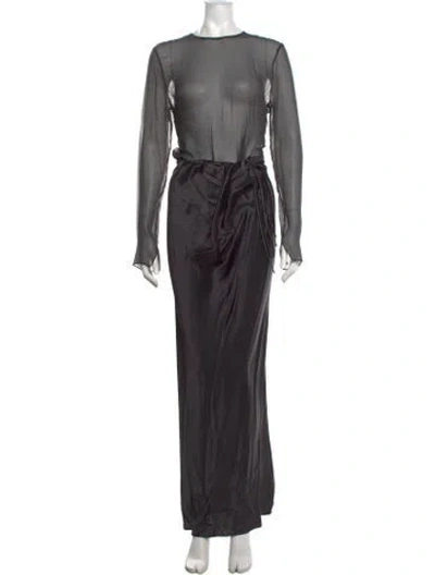 Pre-owned Christopher Esber Silk Long Dress In Grey