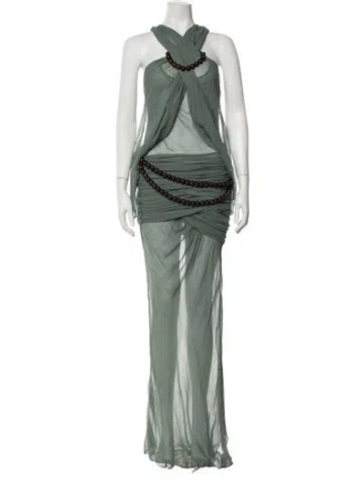 Pre-owned Christopher Esber Silk Long Dress W/ Tags In Green