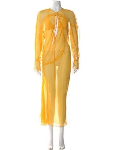 Pre-owned Christopher Esber Silk Long Dress In Yellow