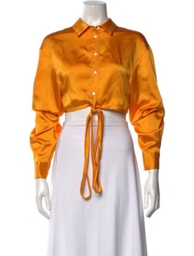 Pre-owned Christopher Esber Silk Long Sleeve Button-up Top In Orange/yellow