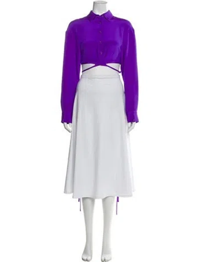 Pre-owned Christopher Esber Silk Long Sleeve Button-up Top In Purple