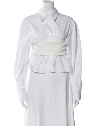 Pre-owned Christopher Esber Silk Long Sleeve Button-up Top W/ Tags In White