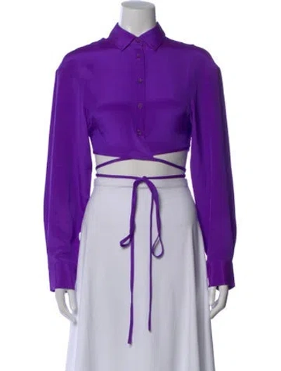 Pre-owned Christopher Esber Silk Long Sleeve Crop Top In Purple