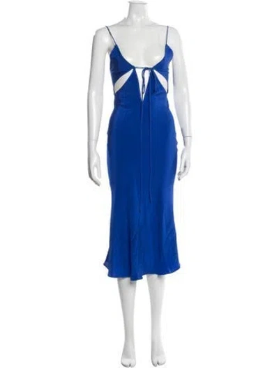 Pre-owned Christopher Esber Silk Midi Length Dress In Blue