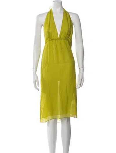 Pre-owned Christopher Esber Silk Midi Length Dress In Green