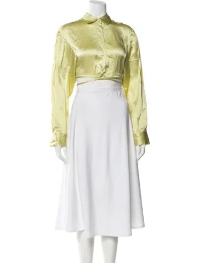 Pre-owned Christopher Esber Silk Mock Neck Crop Top W/ Tags In Green