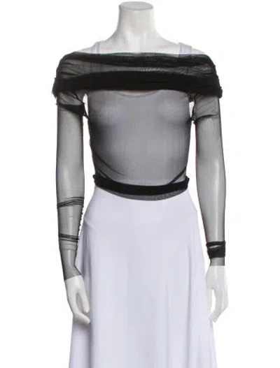 Pre-owned Christopher Esber Silk Off-the-shoulder Crop Top In Gray