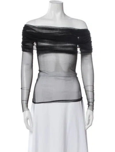 Pre-owned Christopher Esber Silk Off-the-shoulder Top In Black