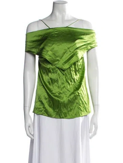 Pre-owned Christopher Esber Silk Off-the-shoulder Top In Green