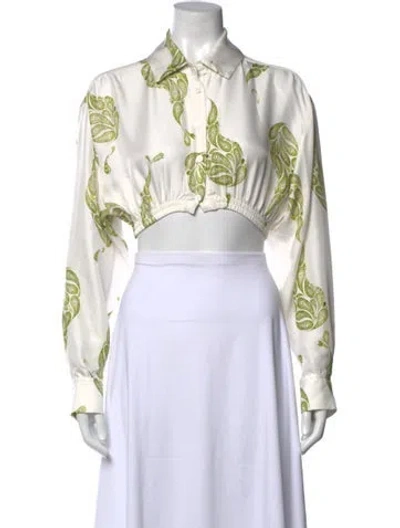 Pre-owned Christopher Esber Silk Paisley Print Crop Top In Neutral