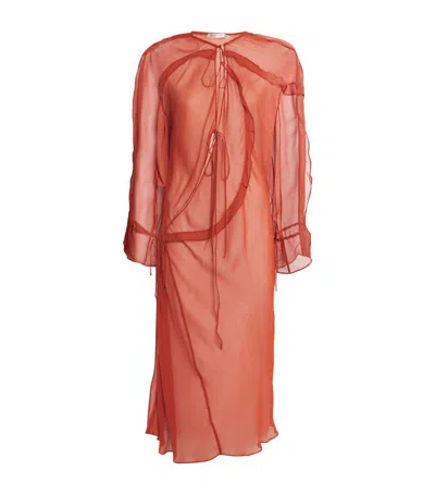 Christopher Esber Silk Ruffled Kaftan Dress In Brown