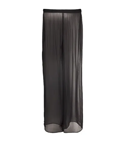 Christopher Esber Silk Sheer Wide-leg Trousers In Black