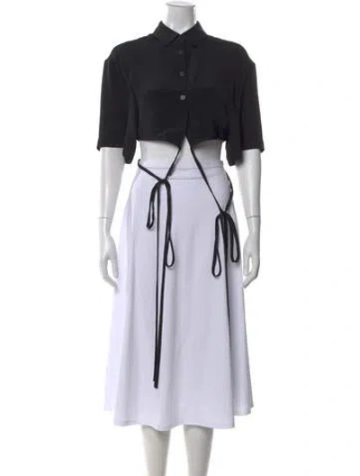 Pre-owned Christopher Esber Silk Short Sleeve Crop Top In Black
