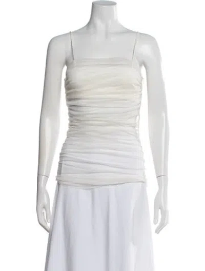 Pre-owned Christopher Esber Silk Square Neckline Crop Top In White