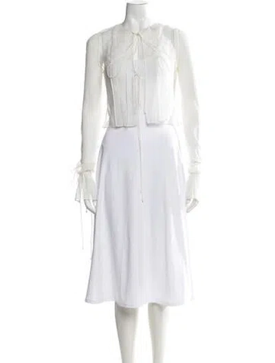 Pre-owned Christopher Esber Silk Tie Neck Top In Neutrals