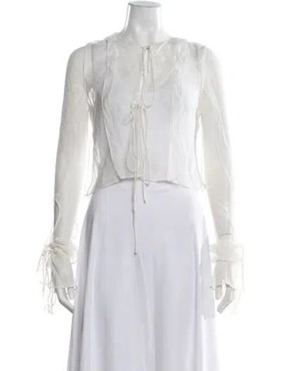 Pre-owned Christopher Esber Silk Tie Neck Top In White