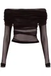 Christopher Esber Top Off-shoulder In Tulle Di Seta In Black