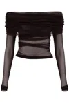 Christopher Esber Top Off-shoulder In Tulle Di Seta In Black