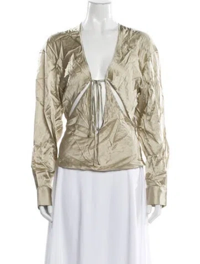 Pre-owned Christopher Esber Silk V-neck Blouse In Green