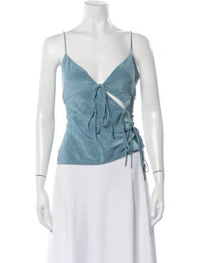 Pre-owned Christopher Esber Silk V-neck Crop Top In Grey