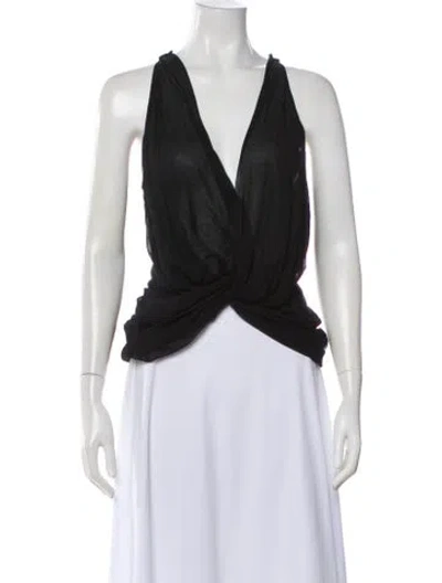 Pre-owned Christopher Esber Silk V-neck Top In Black